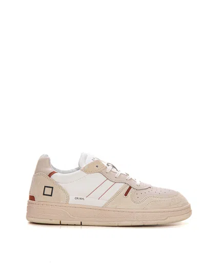 Date Court 2.0 Leather Sneakers With Laces In Bianco-cuoio