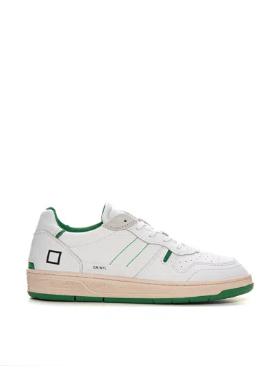Date Court 2.0 Leather Sneakers With Laces In White/green