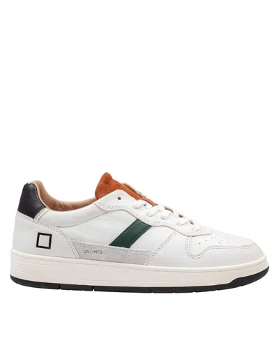 Date Court Leather Sneakers In White And Tan In Multi