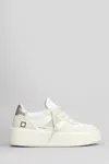 Date Court Platform Sneakers In White Leather And Fabric In White