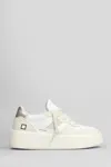 Date Court Platform Sneakers In White Leather And Fabric In White