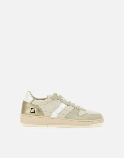 Date D.a.t.e. Court Shiny Beige Gold Leather Sneakers In Toni Neutri