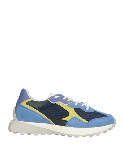 Date D. A.t. E. Man Sneakers Azure Size 9 Leather, Textile Fibers In Blue