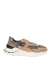 Date D. A.t. E. Man Sneakers Camel Size 8 Soft Leather, Textile Fibers In Beige
