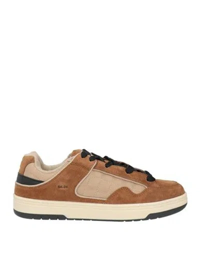 Date D. A.t. E. Man Sneakers Camel Size 9 Leather, Nylon In Brown