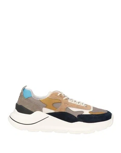 Date D. A.t. E. Man Sneakers Midnight Blue Size 8 Leather, Textile Fibers In Midnight Blue