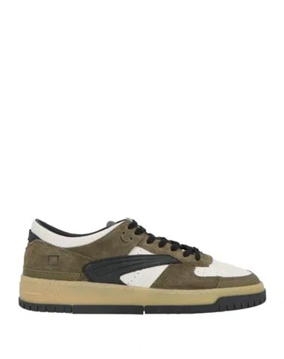 Date D. A.t. E. Man Sneakers Military Green Size 12 Leather, Textile Fibers In Multi