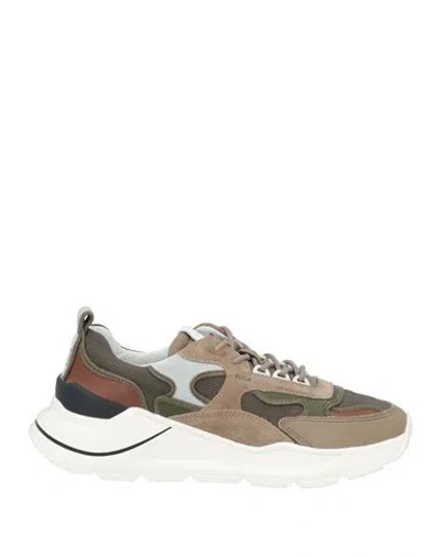 Date D. A.t. E. Man Sneakers Military Green Size 8 Leather, Textile Fibers
