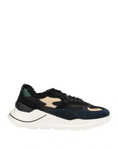 Date D. A.t. E. Man Sneakers Navy Size 9 Soft Leather, Textile Fibers In Black