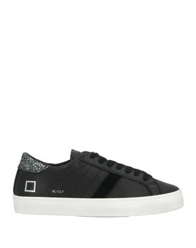 Date D. A.t. E. Woman Sneakers Black Size 6.5 Calfskin, Textile Fibers