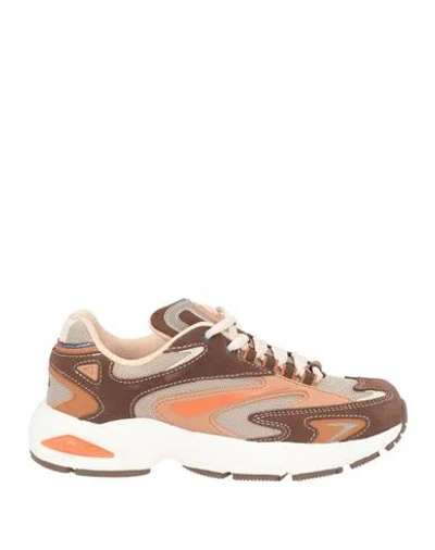 Date D. A.t. E. Woman Sneakers Brown Size 4.5 Leather, Textile Fibers In Multi