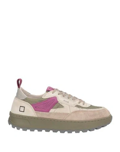 Date D. A.t. E. Woman Sneakers Military Green Size 6.5 Leather, Textile Fibers In Multi