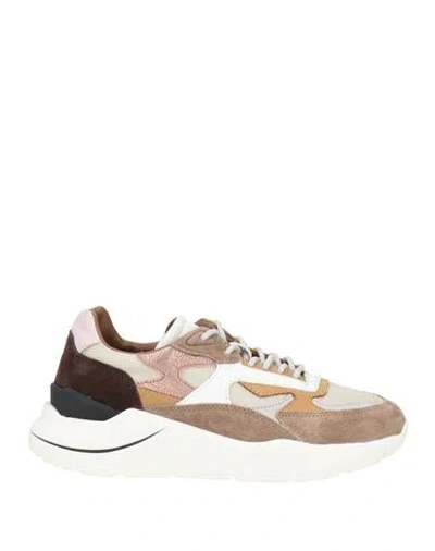Date D. A.t. E. Woman Sneakers Sand Size 8.5 Leather, Textile Fibers In Neutral
