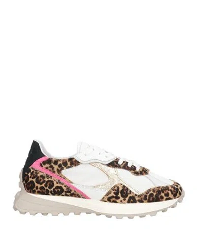 Date D. A.t. E. Woman Sneakers White Size 6.5 Textile Fibers, Leather In Multi