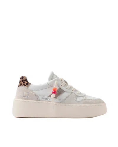 Date D. A.t. E. Women's Platform Sneaker With Leopard Heel Detail In White-leopard