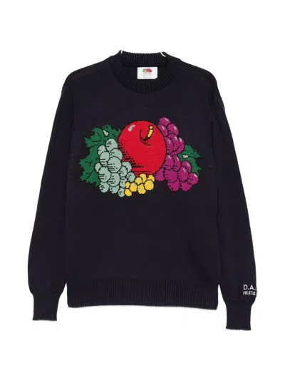 Date Fruit Print Sweater In Blue