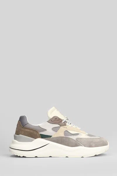 Date Fuga Dragon Sneakers In Grey Suede And Leather In Gray
