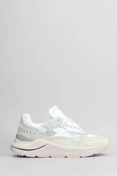 Date Fuga Hf Plus Sneakers In White Suede And Fabric