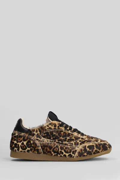 DATE FUGA LOW PONY SNEAKERS IN ANIMALIER SUEDE AND FABRIC
