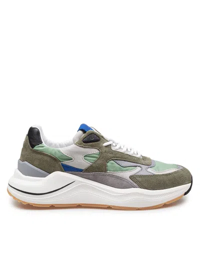 Date D.a.t.e Fuga Multicolor Fabric And Suede Sneakers In Army