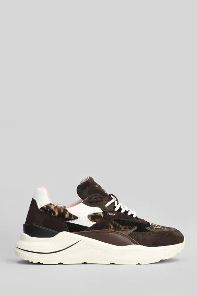 DATE FUGA PONY SNEAKERS IN ANIMALIER SUEDE AND LEATHER