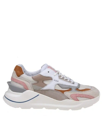 DATE FUGA SNEAKERS IN WHITE/ CREAM LEATHER AND SUEDE