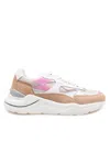 Date D.a.t.e Fuga Sport Sneakers In Leather In Ivory/pink
