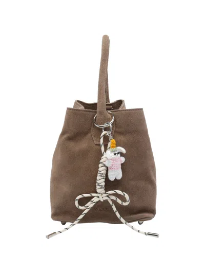 Date D.a.t.e. - Hand Bag In Suede With Charm In Marrone