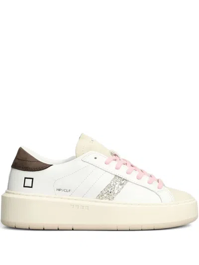Date Hill Glitter-stripe Platform Sneakers In White