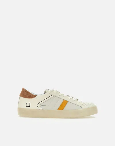 Date D.a.t.e. Hill Low Beige Nylon Leather Sneakers In White