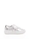 Date D.a.t.e Hill Low Platform Sneakers In Platinum Leather