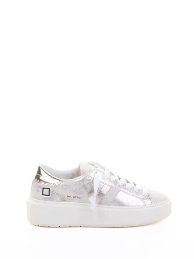 Date D.a.t.e Hill Low Platform Sneakers In Platinum Leather