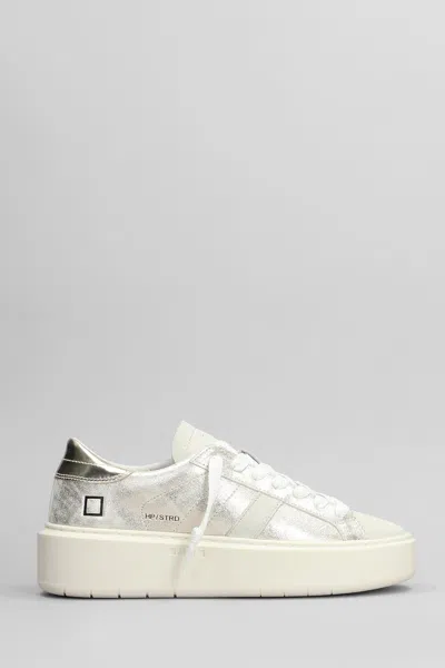Date Hill Low Platform Sneakers In Platinum Suede And Leather