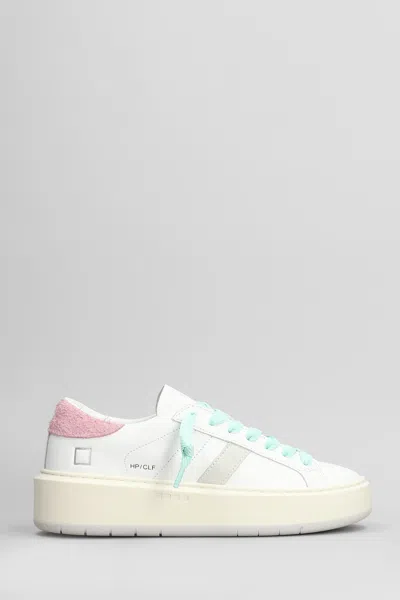DATE HILL LOW PLATFORM SNEAKERS IN WHITE LEATHER