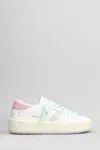 Date Hill Low Platform Sneakers In White Leather In Pink