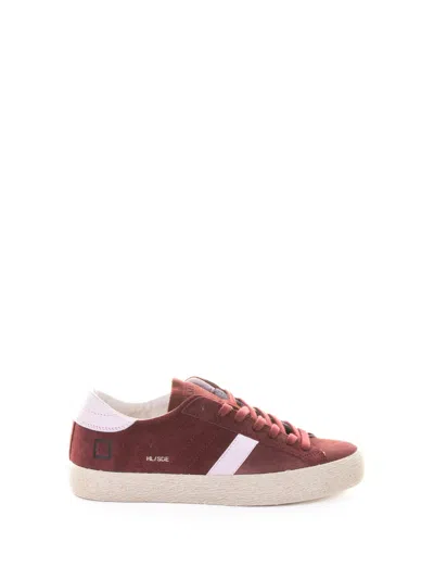 Date D.a.t.e Hill Low Sneaker In Burgundy Suede