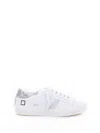 Date D.a.t.e Hill Low Sneakers In Leather And Glitter Heel