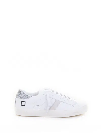 Date D.a.t.e Hill Low Sneakers In Leather And Glitter Heel