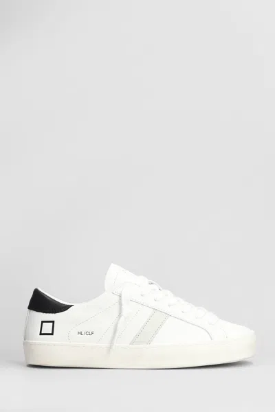 Date Logo-debossed Leather Sneakers In White