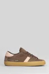 Date Hill Low Suede Sneakers In Taupe Suede And Leather In Brown
