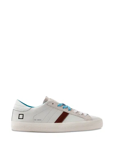 Date Hill Low Vintage Calf Trainers In White Turquois