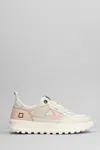 Date Kdue Sneakers In Rose-pink Leather And Fabric In Pink
