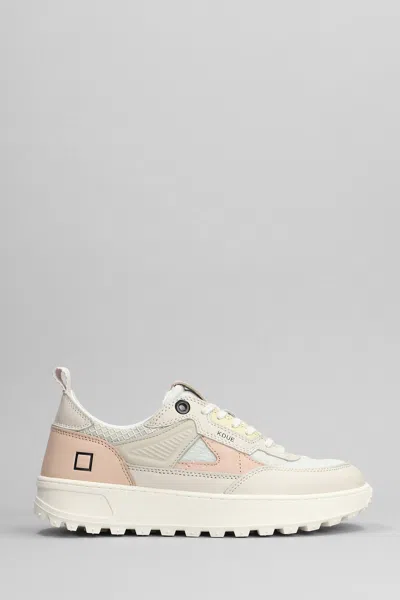 Date Kdue Sneakers In Rose-pink Leather And Fabric In 粉色