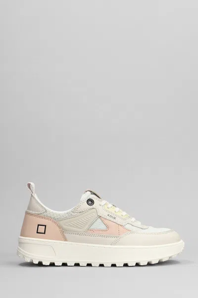 DATE KDUE SNEAKERS IN ROSE-PINK LEATHER AND FABRIC