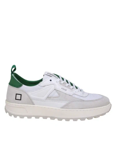 Date Kdue Sneakers In White/green Suede And Leather