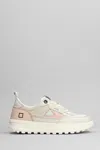 Date Kdue Sneakers In Rose-pink Leather And Fabric In Rose-pink