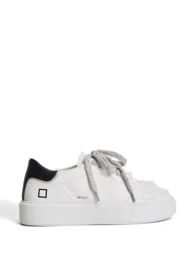 Date Lace-up Leather Sneakers In White