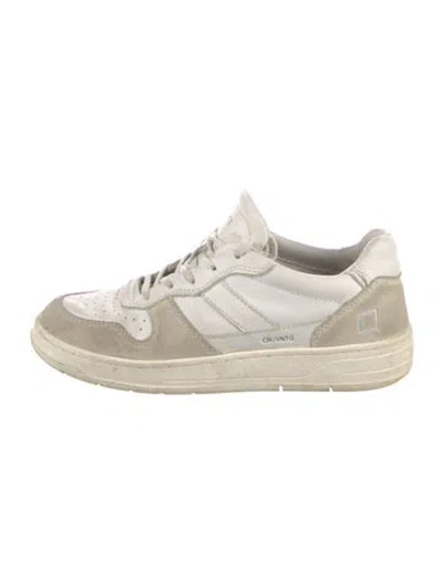 Pre-owned Date Leather Colorblock Pattern Sneakers In Neutral