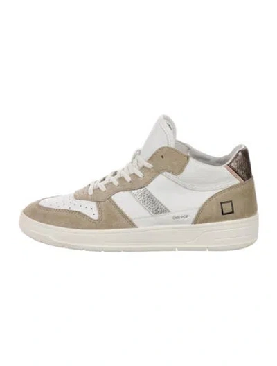 Pre-owned Date Leather Colorblock Pattern Sneakers In White