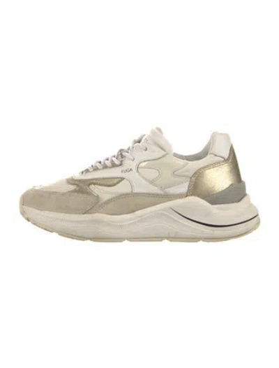 Pre-owned Date Leather Colorblock Pattern Sneakers In White